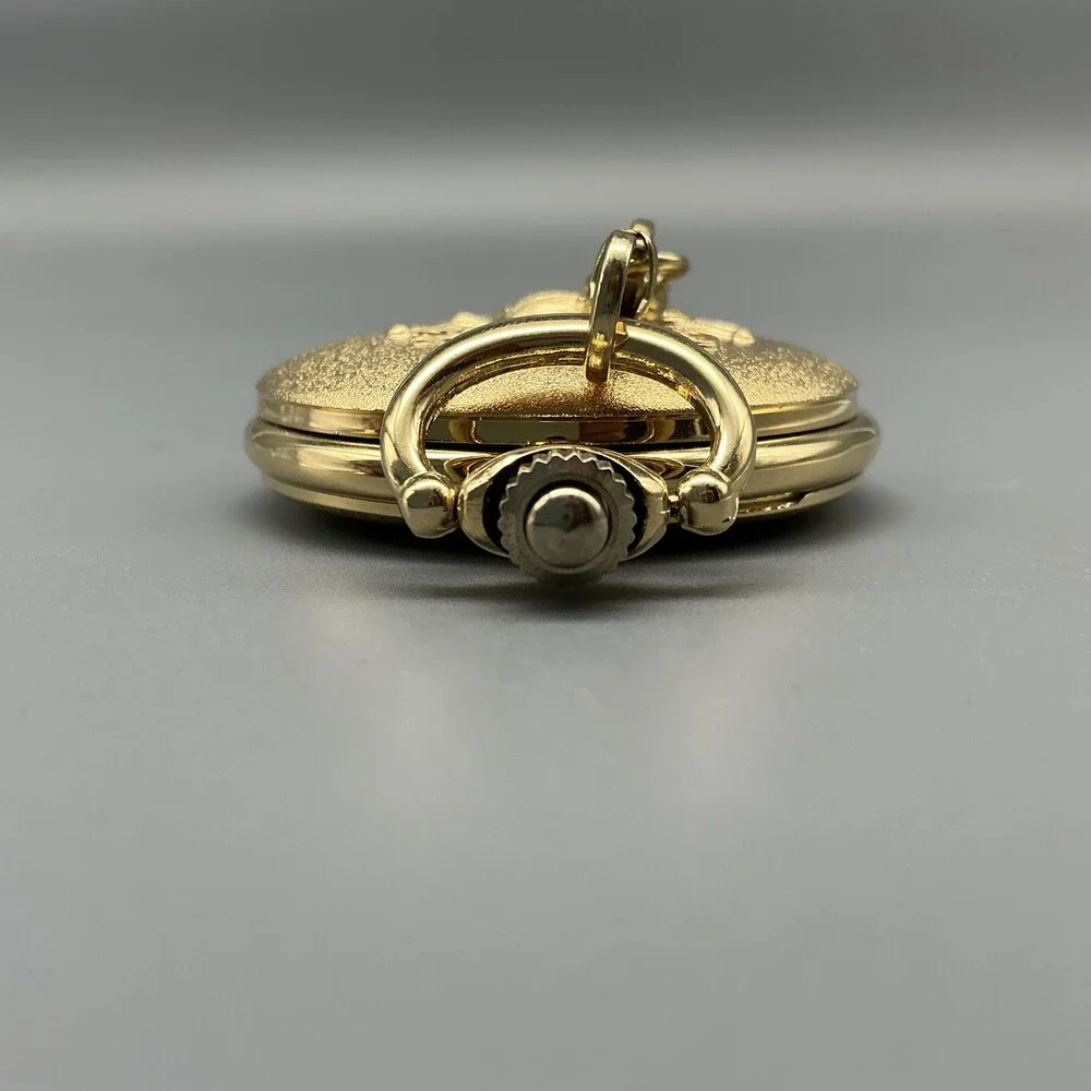 Disney Pirates Caribbean Pocket Watch Men 44mm Gold Tone Full Hunter New Battery